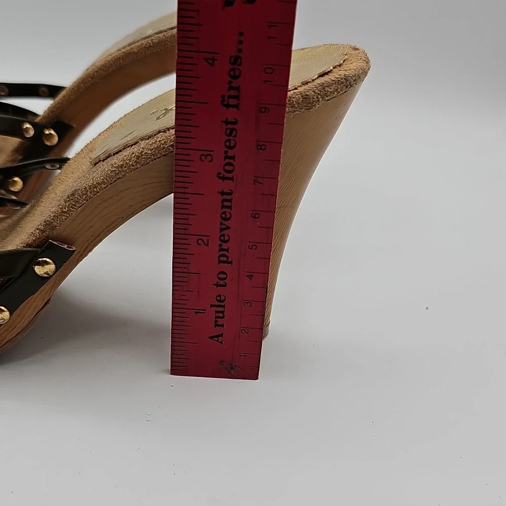 Qupid Black & Brown Studded Strappy Stiletto Heels Sandals Size 7 Y2K